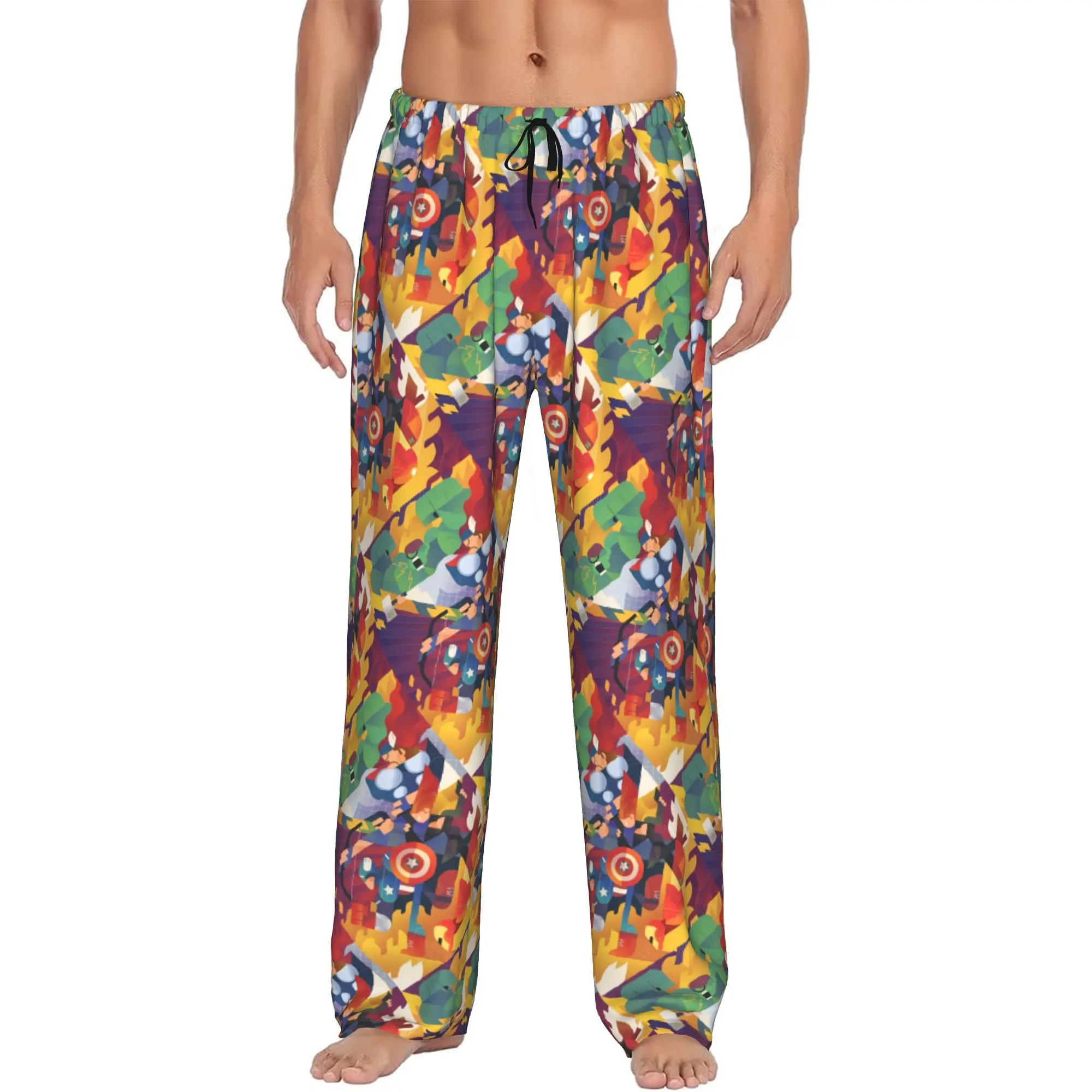 

Custom Print Men's A-Avengers Comic Wallpaper Pajama Pants Sleepwear Sleep Lounge Bottoms with Pockets