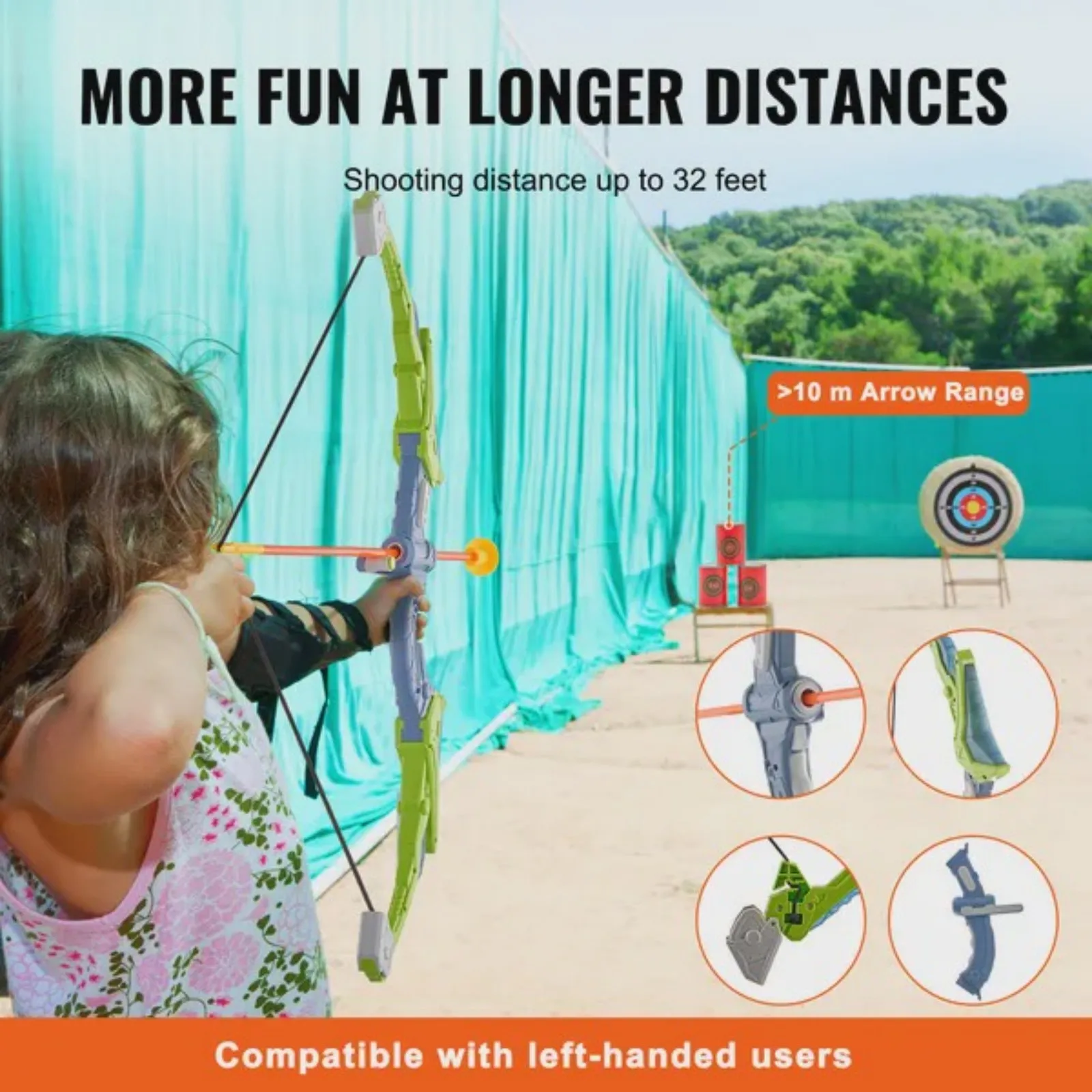 

Bow and Arrow Set for Kids 2 Pack LED Light Up Archery Set with 20 Suction Cup Arrows 2 Hanging Targets 2 Quivers 3 Target Cans Outdoor Toy Birthday Gift for Boy & Girl 6 7 8 9 10+ Year Old
