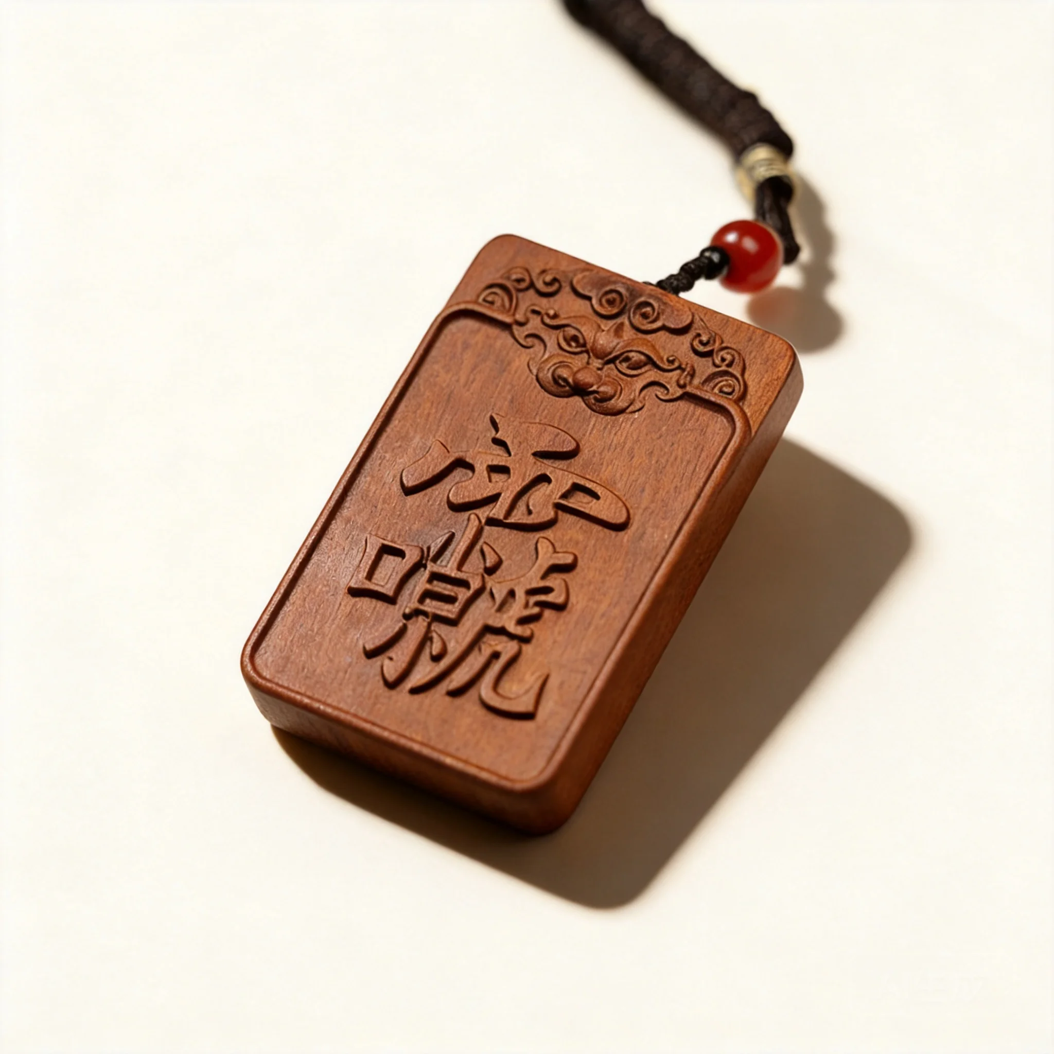 手彫りの天然サンダーストラックナツメ木製虎頭紫薇五山アミュレットペンダント伝統的な中国の幸運の祝福
