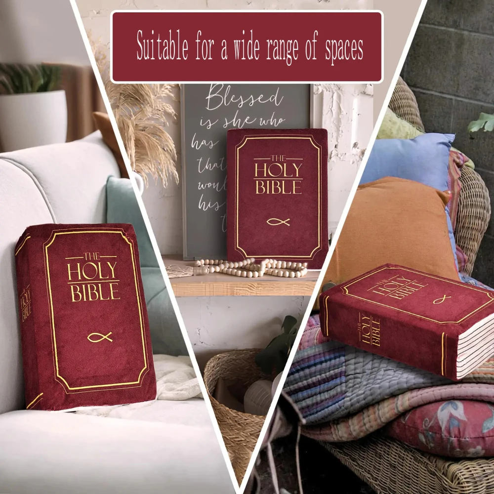 Faith Plush Pillow Realistic Bible Pillow Book Plush Throw Cushion Skin-friendly Christian Home Accent for Sofa Room Decor