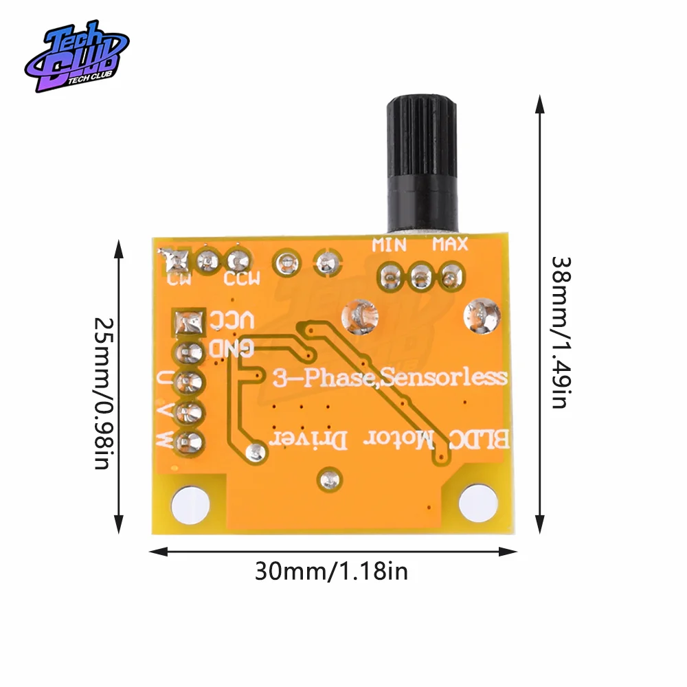 DC5V-12V 15W BLDC Motor Controller Speed Motor 3-Phase No Hall DC Brushless Motor Controller Regulator Governor Power Supply