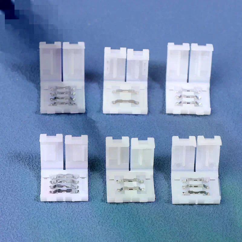 10Pcs LED Strip Connector 8MM 10MM 2Pin 3Pin 4Pin 3528 5050 RGB Single Color Solderless PCB Board Wire Free Welding Connectors
