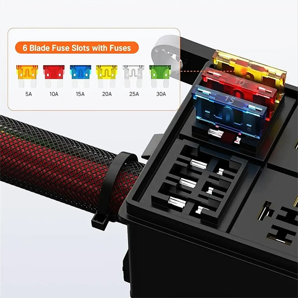 DTDT hot-6-Way Automobile Modified Fuse Relay Box Automobile Modified Fuse Relay Panel, Suitable for Automobiles, Cars, Ships