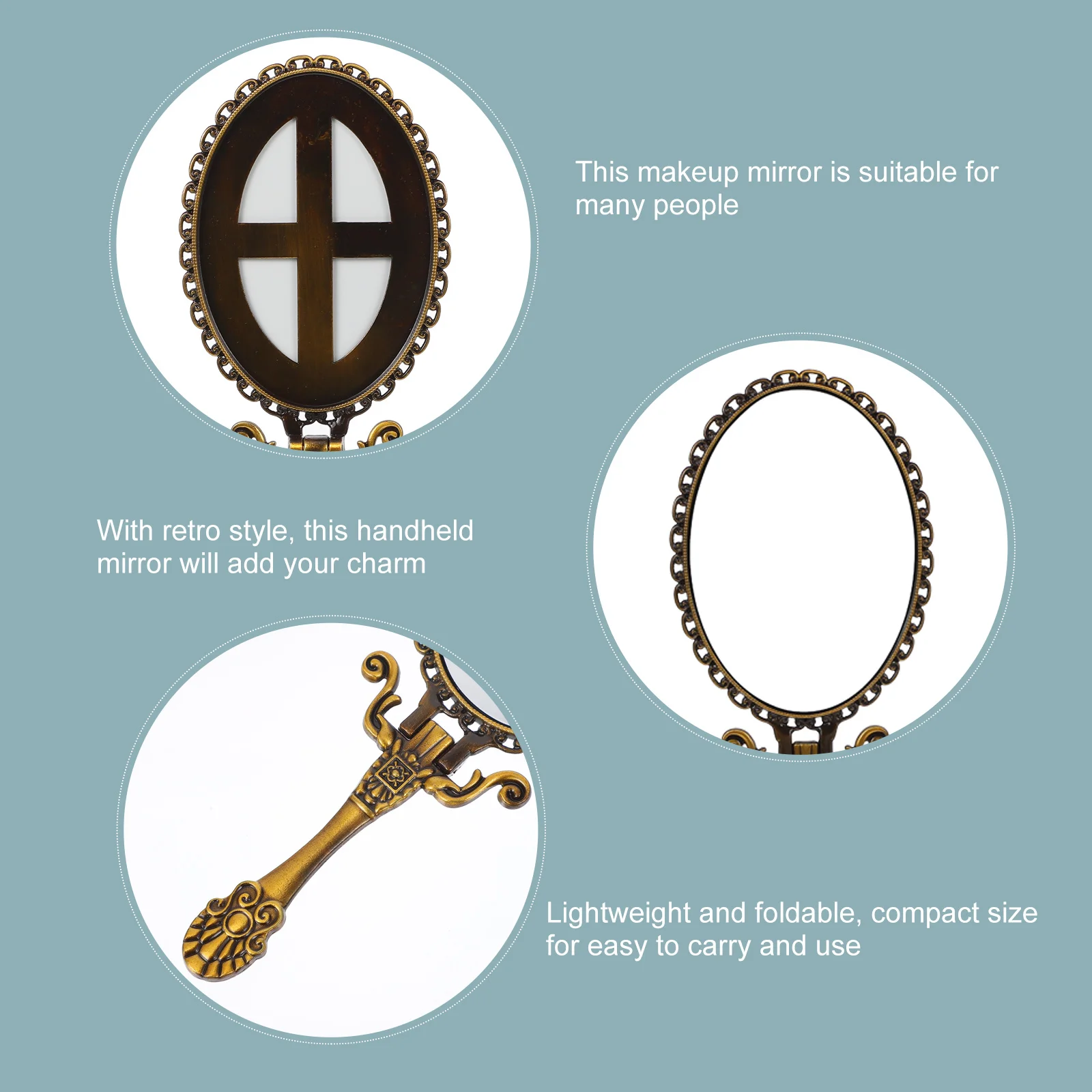 

Retro Small Mirror Stylish Portable Foldable Handheld Mirror Lightweight for Travel Daily Use and Perfect Gift Idea