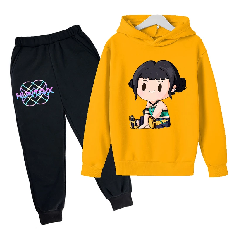 2pcs Kpop Demon Hunters Sweatshirt Pants Suit for Children Anime Fashion Long Sleeves Pants Set Boys Girls Autumn Clothes Gifts