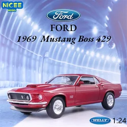 WELLY 1:24 1969 Ford Mustang Boss 429 High Simulation Diecast Car Metal Alloy Model Car Children's toys collection gifts B592