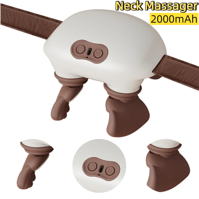

Массажер для шеи с подогревом Шиацу, массажер для шеи и спины, снятие усталости, расслабление мышц, перезаряжаемая массажная подушка для разминания