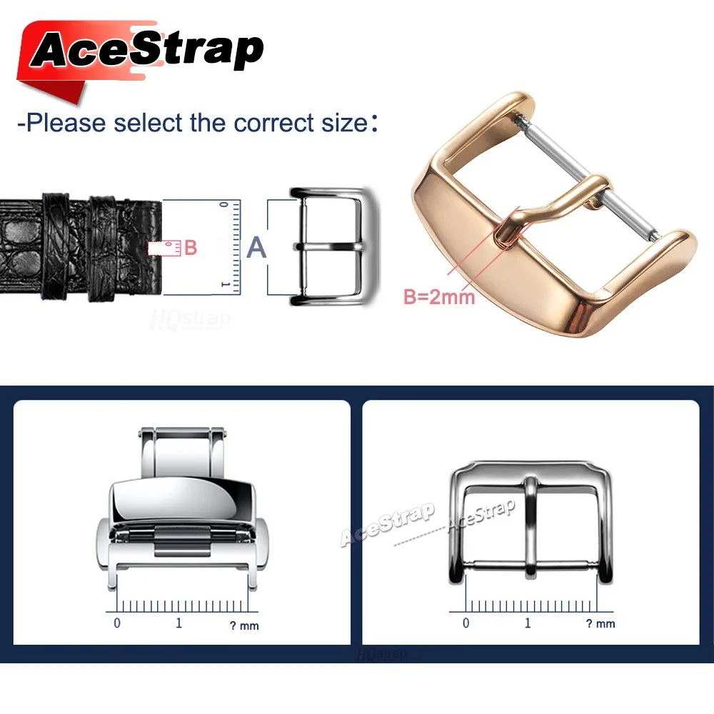 1/3/4pcs 14/16/18/20/22mm Watchbands Buckle Stainless Steel Pin Clasp 2mm Metal Button Silicone Leather Nylon Strap Watch Buckle - view 2