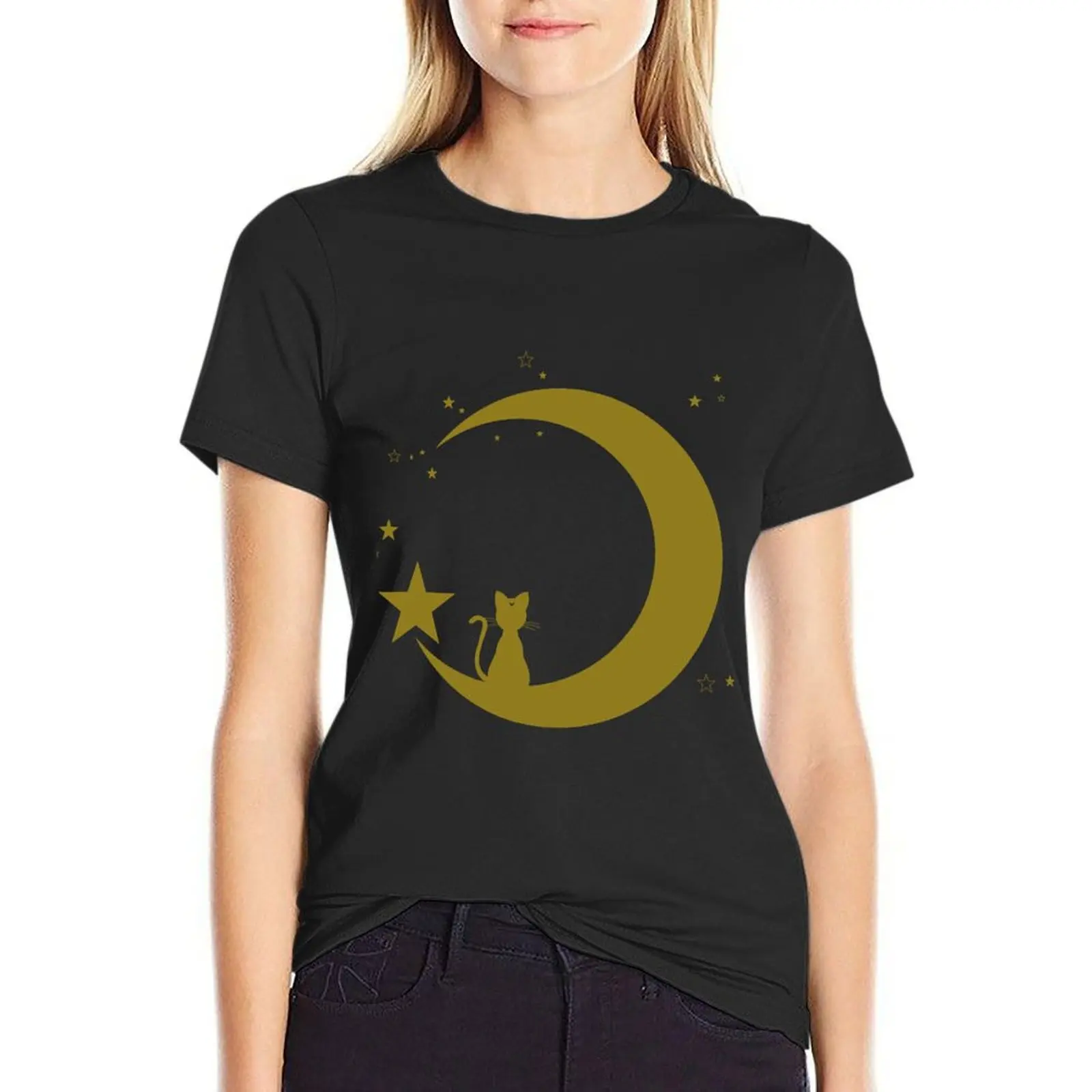 

Luna Moon Silhouette T-Shirt graphics tees anime korean Women's clothes