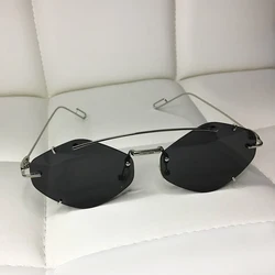 Rimless Diamond Sunglasses Square Women Men Retro Sun Glasses Brand Designer Eyewear UV400 Shades Oculos Female Gafas