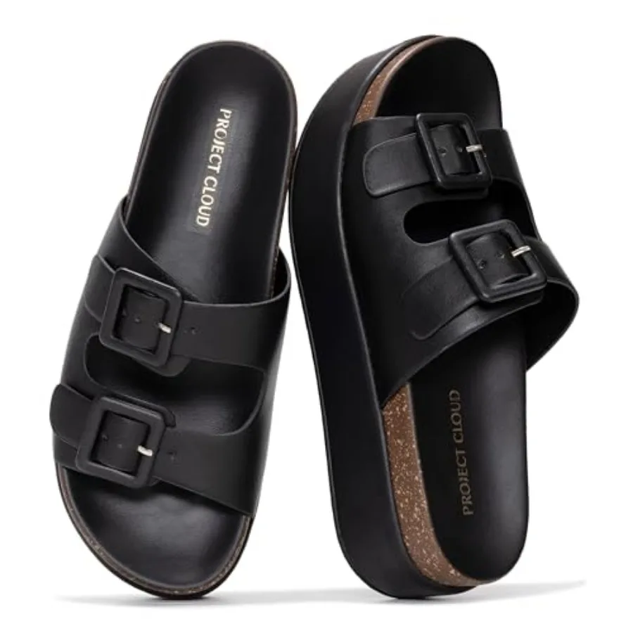 Platform Sandals Women - Plush and Soft Insole Wedge Slides for Women Footwear - Beach Essential Wedge Sandals for Women 2026 S