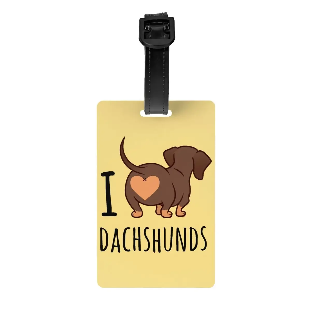 I Love Dachshunds Luggage Tags for Suitcases Funny Badger Wiener Sausage Dog Baggage Tags Privacy Cover ID Label