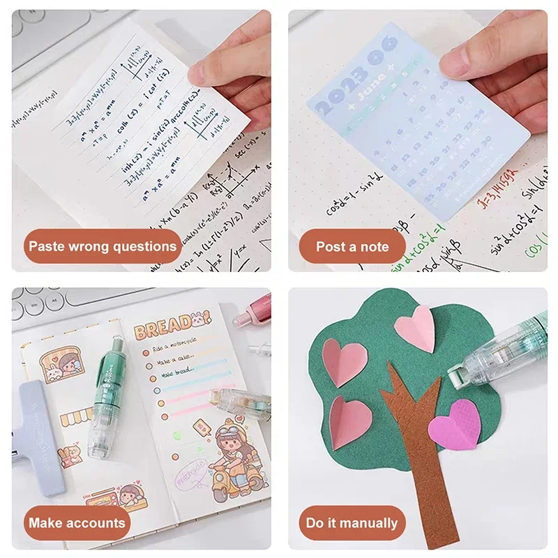 Cinta adhesiva de puntos para niños y niñas, rodillo adhesivo de doble cara, extraíble y rellenable, álbum de fotos DIY, suministros de papelería