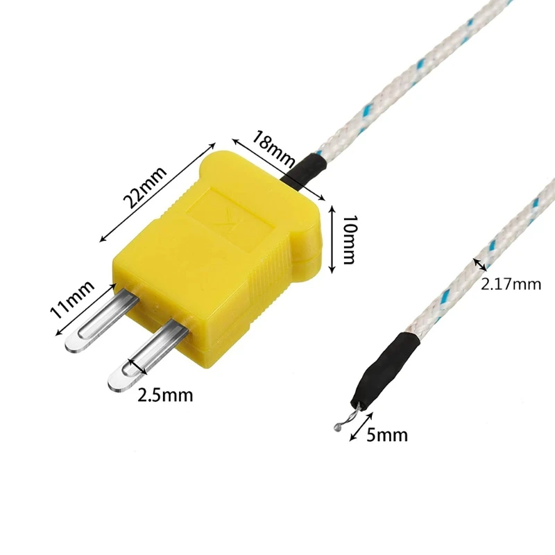 5pcs K-Type Temp Sensing Line Measure -50 to 400°C for Thermocouple