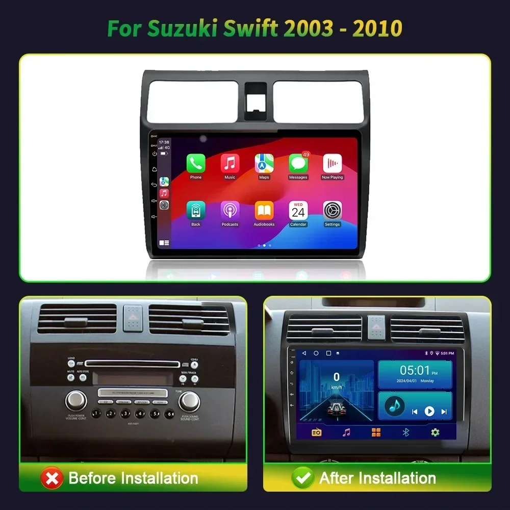 For Suzuki Swift 2003 - 2010 Radio GPS reproductor Multimedia Android13.0 5G+wifi navigation for car navigation auto car camera