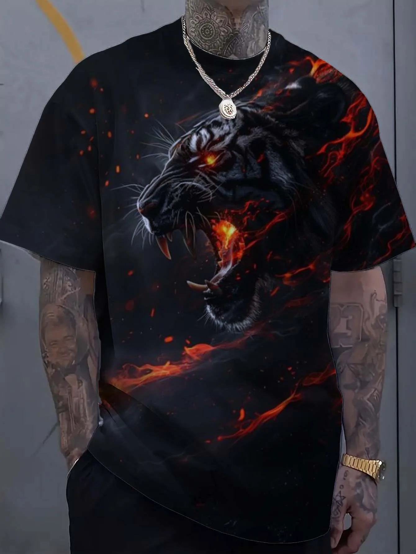 

Men's T-Shirts Animal Tiger Pattern 3D Print Tops Tees Summer Women Streetwear Fashion New Oversized Unisex T Shirt Men Clothing