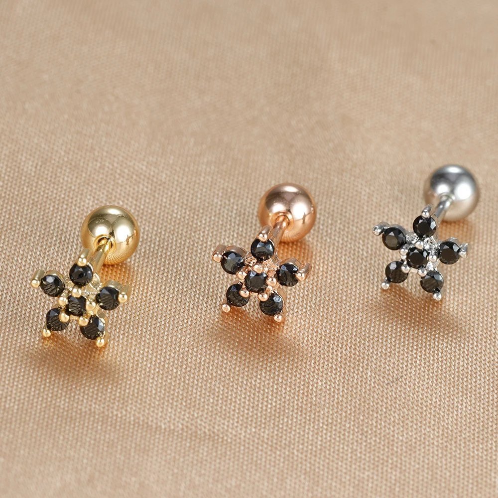 1PC kolczyki sztyfty kwiatowe ze stali nierdzewnej dla kobiet cyrkon Helix ucho Tragus chrząstka kolczyki do piercingu akcesoria biżuteria prezent — zdjęcie 6