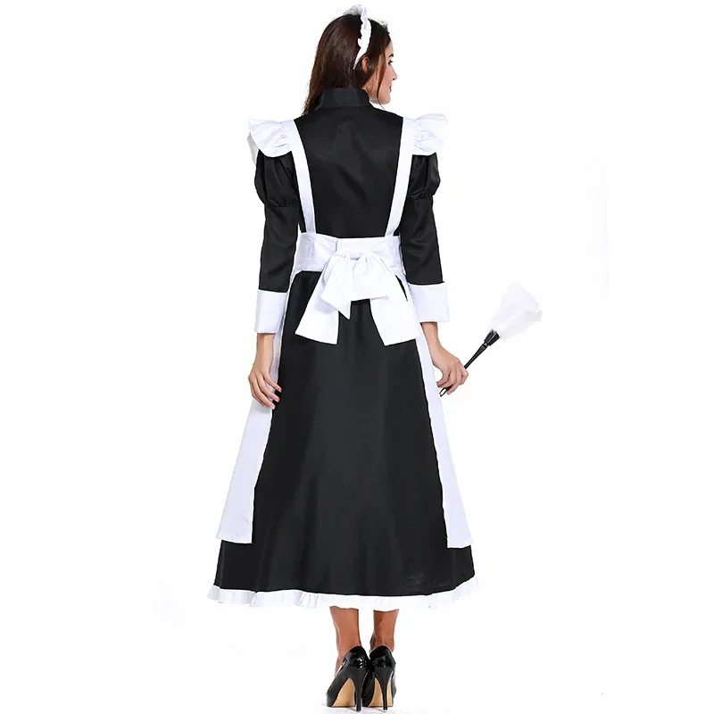 Black And White Oktoberfest Maid Costume Halloween Cosplay British Maid Costume Housekeeper / Cook Fancy Dress