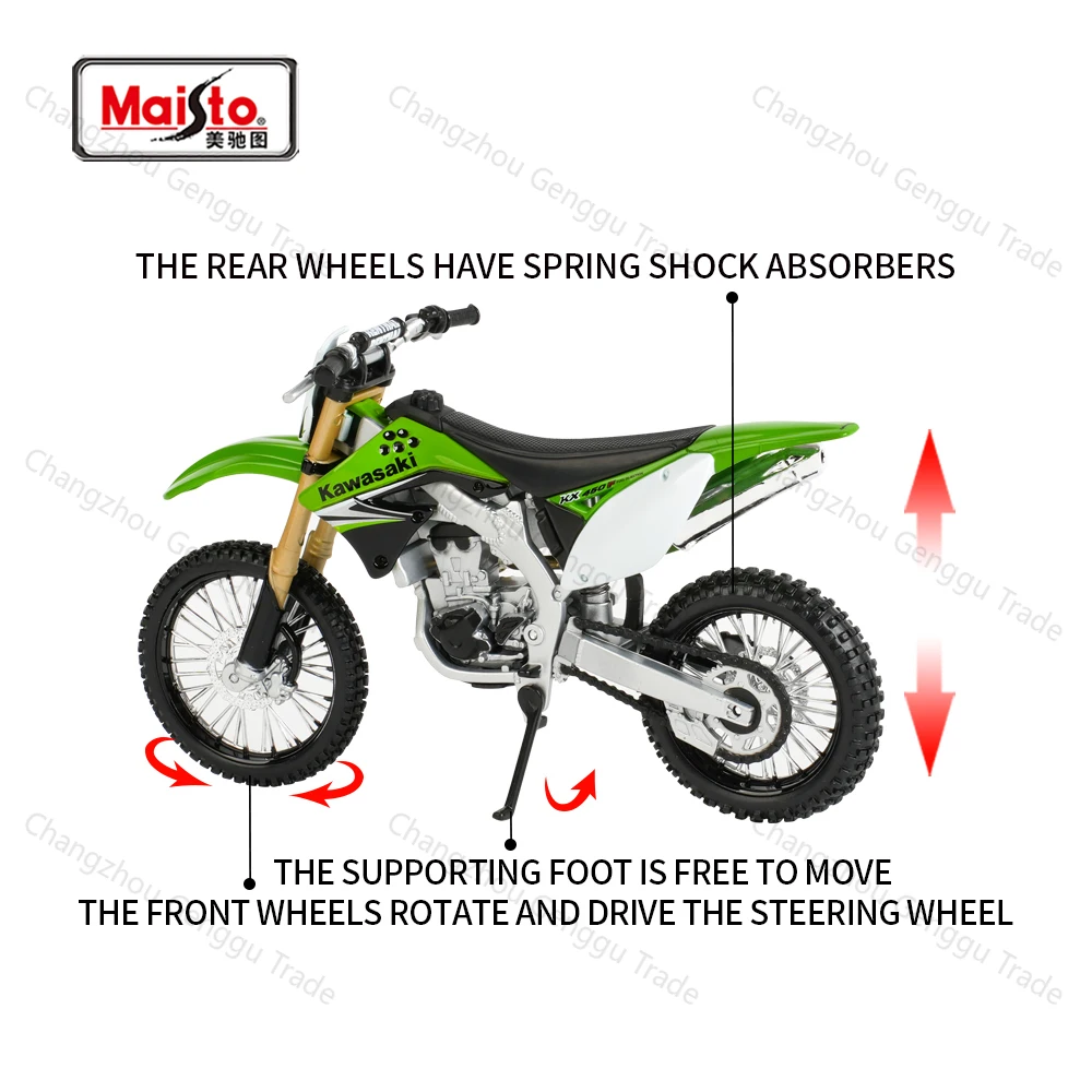 Maisto 1:12 Kawasaki KX 450F Green Die Cast Vehicles Collectible Hobbies Motorcycle Model Toys