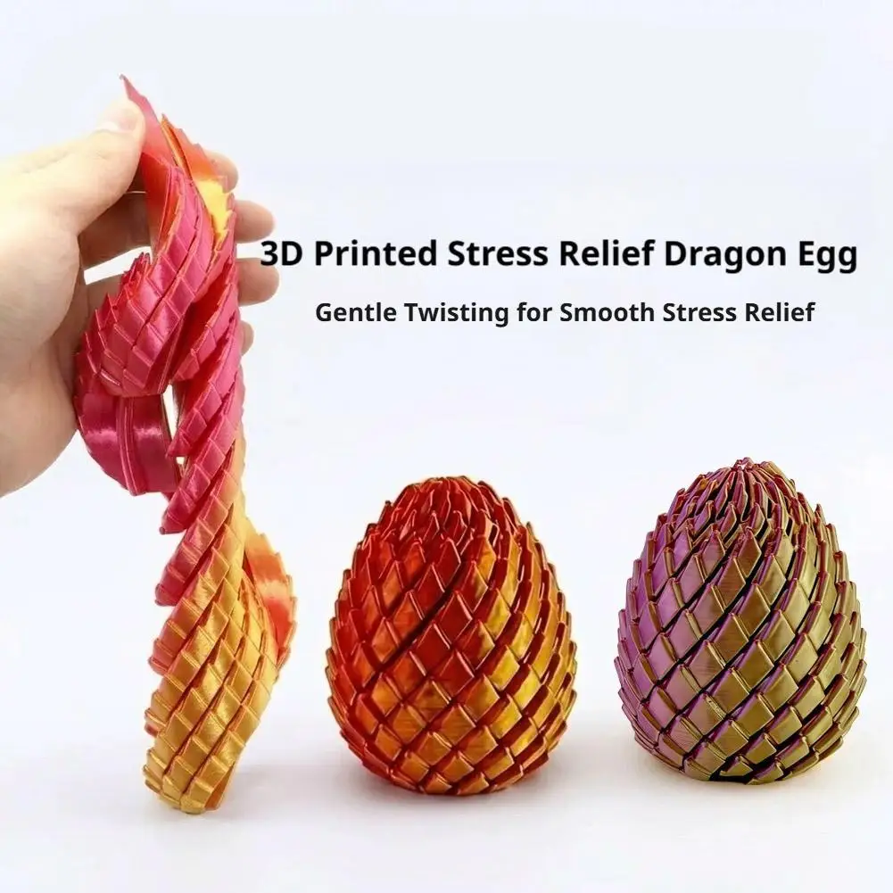 3D Printed Dragon Egg Stress Toy Articulated Stretching Sensory Fidget Toy Deformable Dragon Egg Gift for Kids Adult Fidgets image 2