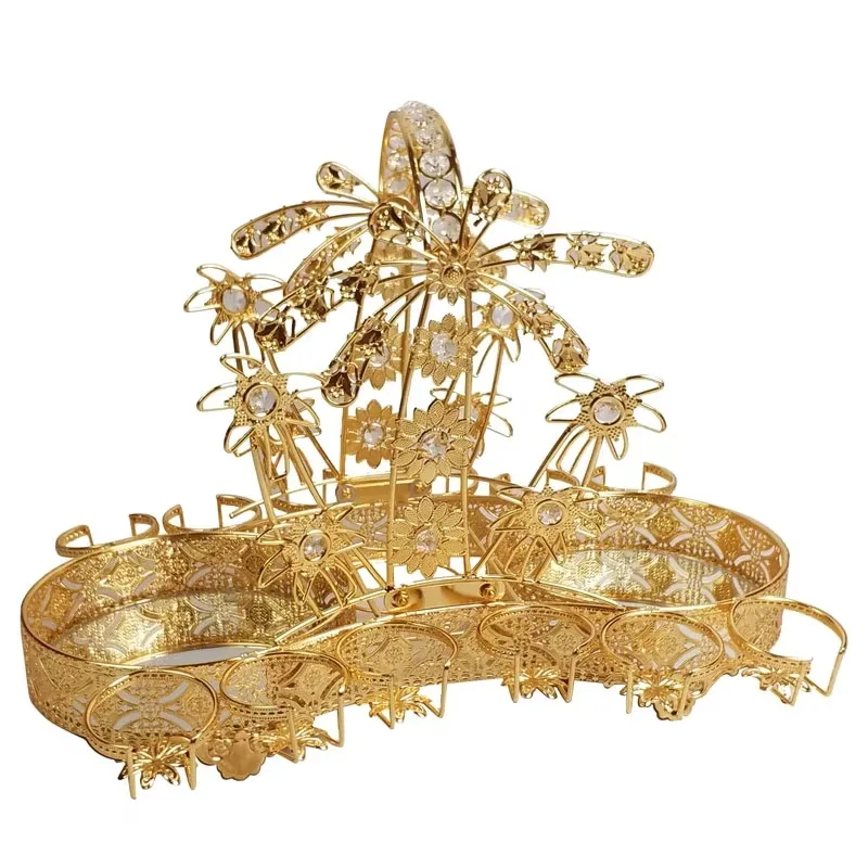 Coconut Tree Shape Gold Flask Vacuum and Cup Holder Set