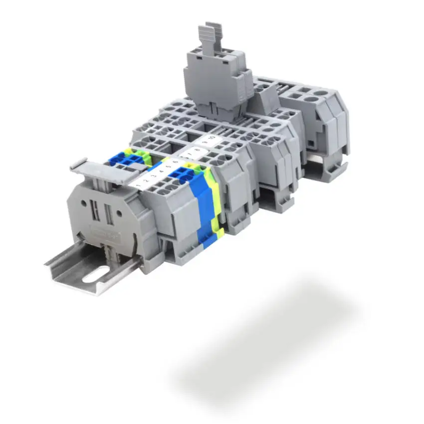 100pcs STT2.5 Double Level Spring cage type Connection Terminal Feed-through Spring Din Rail Terminal Block Approved U/L CE RoHS