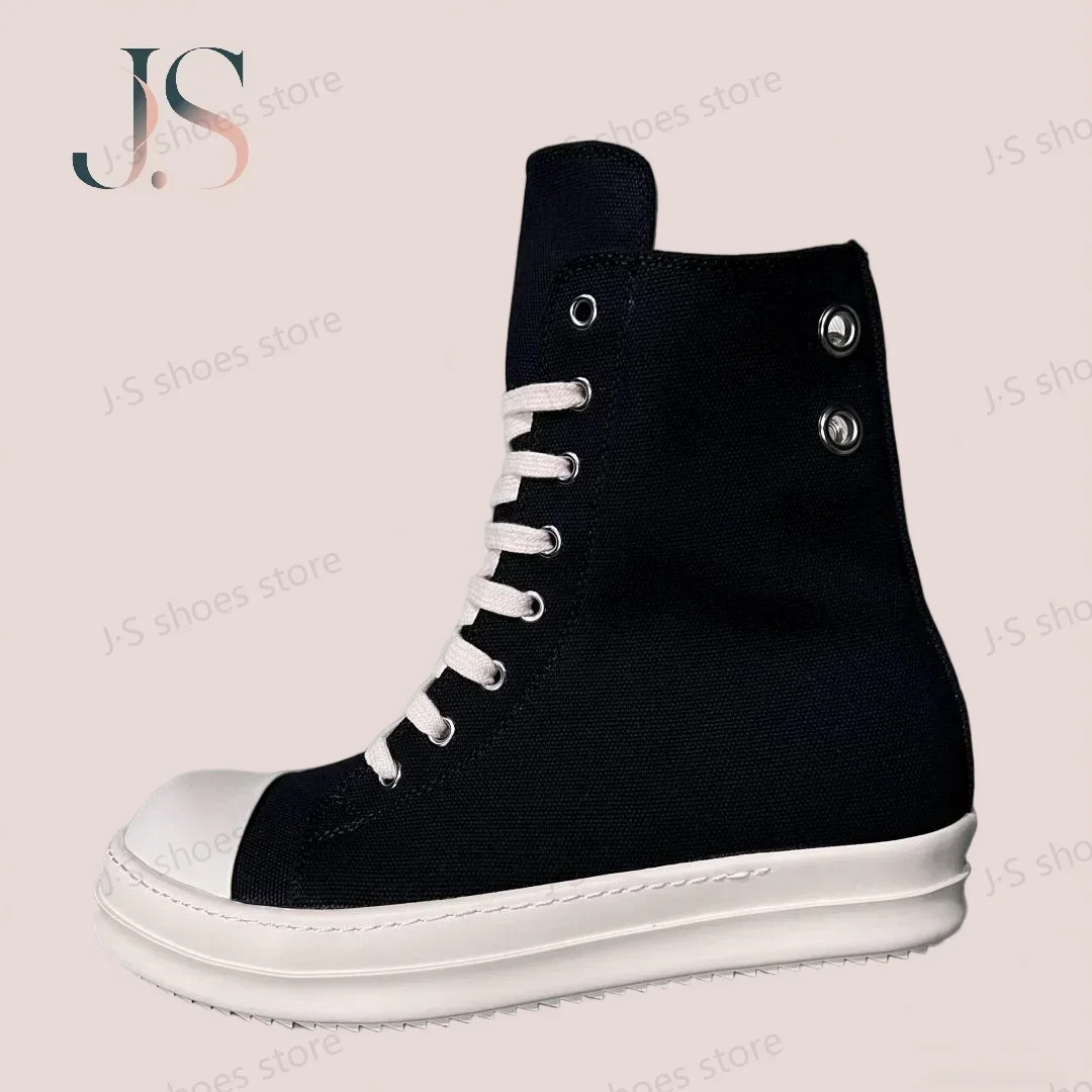 

Ro Retro Men Sneaker Black Canvas Casual Shoes Women Boots Ankle Boot High Top Shoe Lace Up Zipper Flat Sneakers Boots