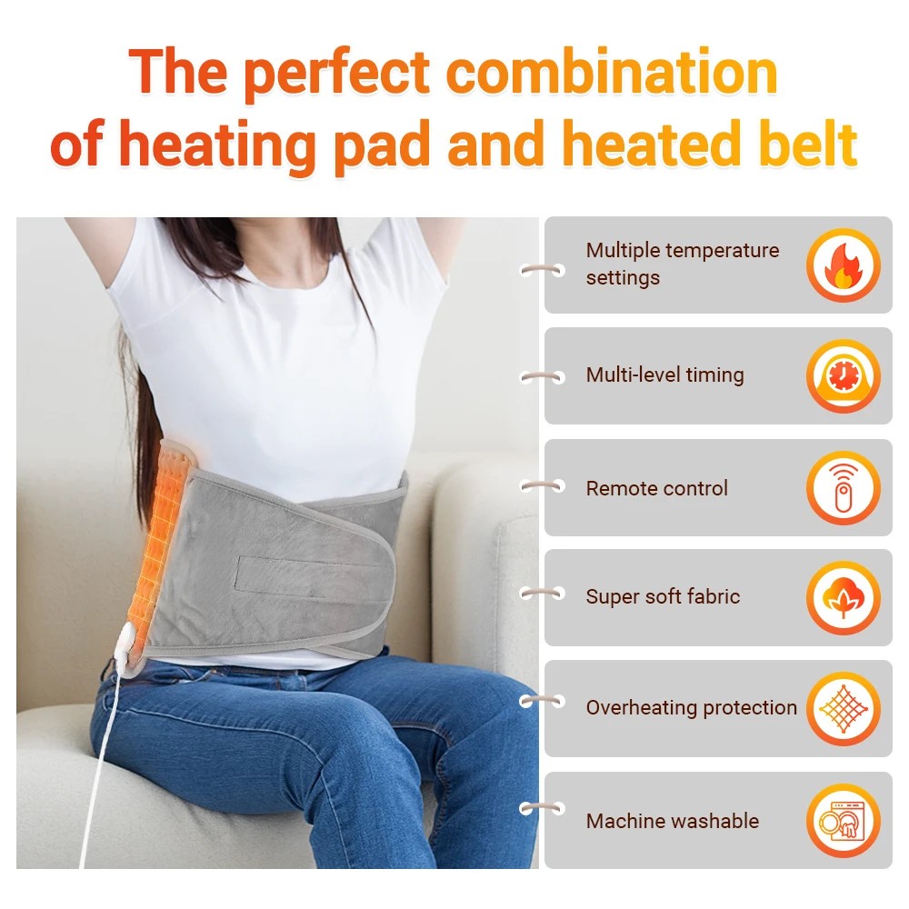 Electric Heating Waist Belt Hot Compress Therapy Thermal Blanket Leg Back Abdomen Uterus Massage Heating Pad Warming Brace