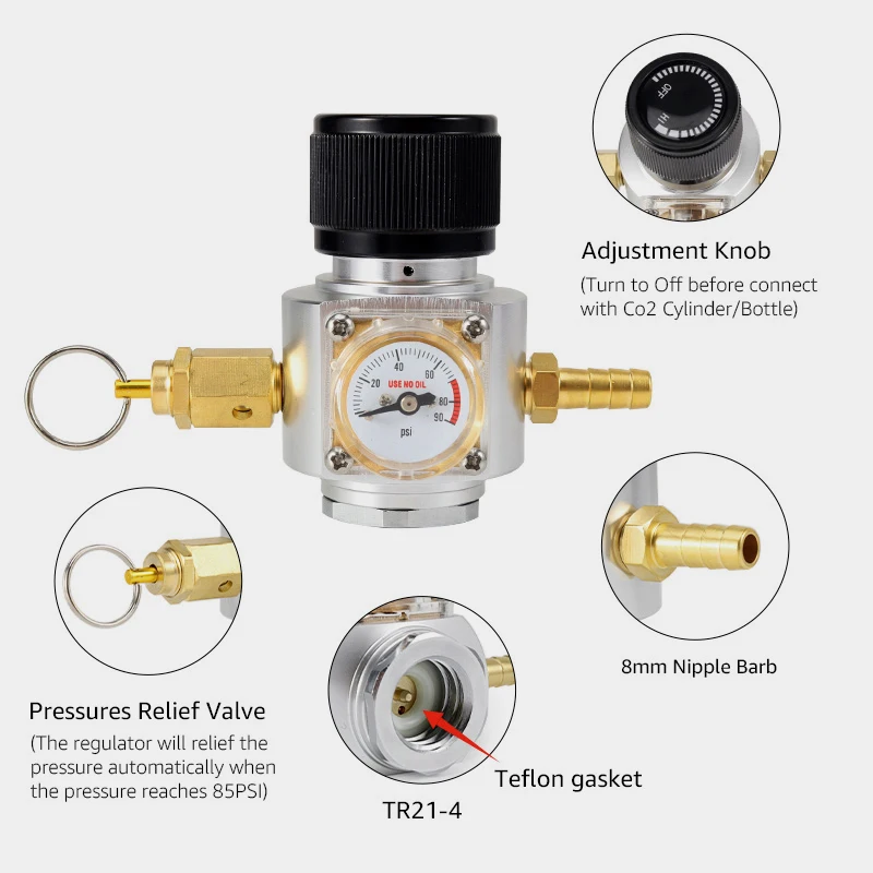 Mise à niveau du mini chargeur Co2 Sochi pour eau de soda et gaz, tr21 x 4, 0-90PSI, Homebrew Kegging, satisfaction rapide