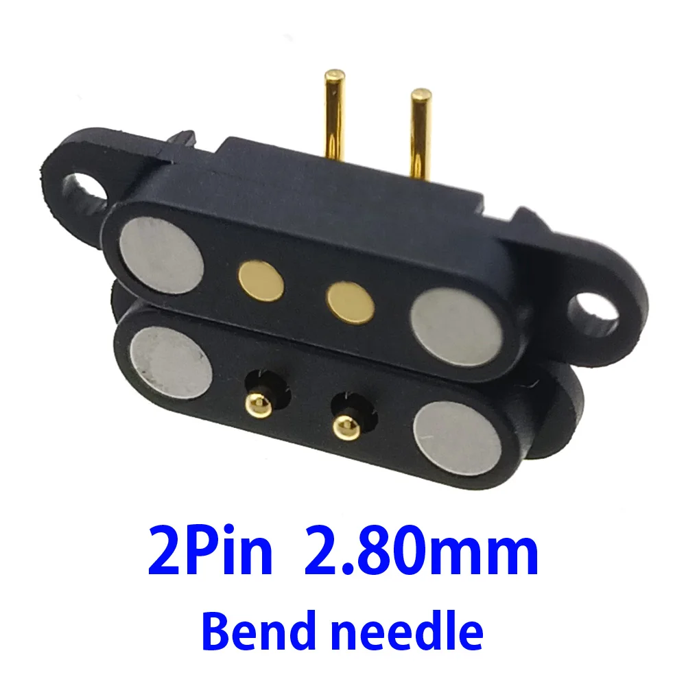 2A DC Magnetic Pogo Pin Connector 2/3/4/5/7/8Pin Pogopin Male Female Spring Loaded DC Power Socket with ears 2P Pitch 2.54/2.8mm