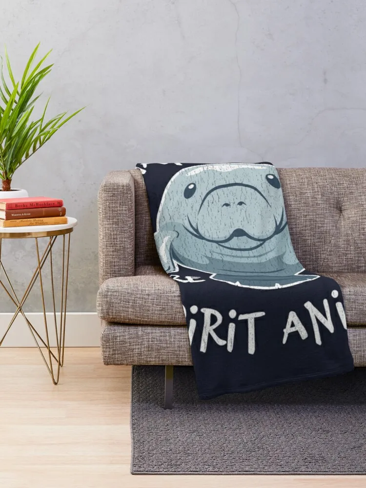 Manatees Are My Spirit Animal - Cute Manatee Throw Blanket Summer Blanket