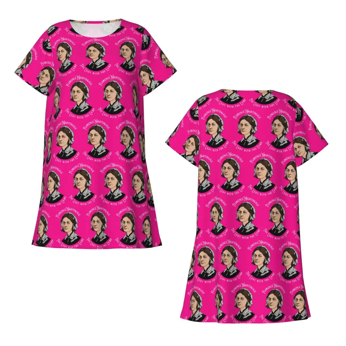 Florence Nightingale Nursing Pie Chart Pioneer Short Sleeves Nightdress  Sleeping Sleepshirts Women Nightgowns Soft Pajama Dress