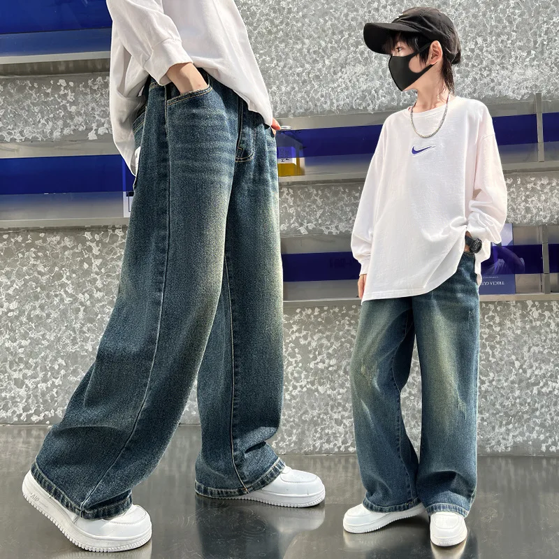 Boys Pants New Straight Wide leg Jeans Spring and Autumn Long Pants Children\'s Casual Fashion Spring Trend Jeans Longs Trousers