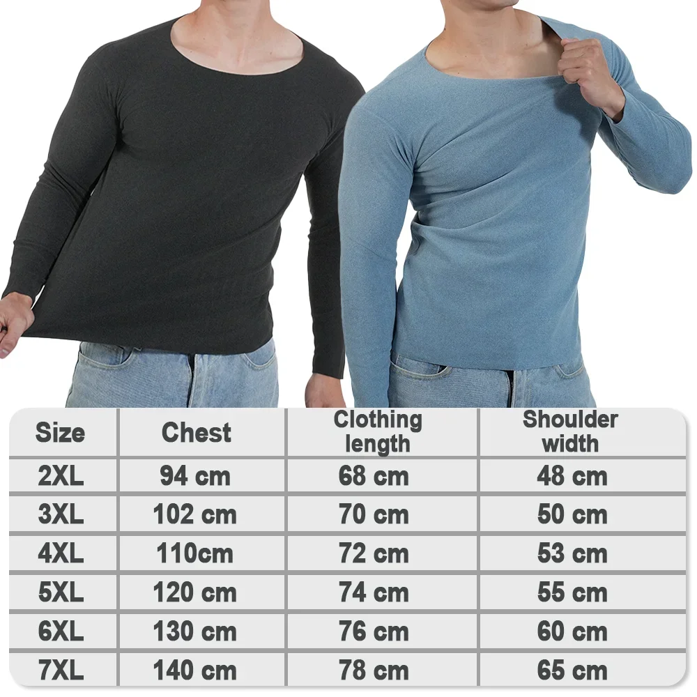 Men Plus Size Thermals Shirts Crewneck Long Sleeve Fleece Lined Base Layer Top Winter Warm Big Undershirt Cold Weather Underwear