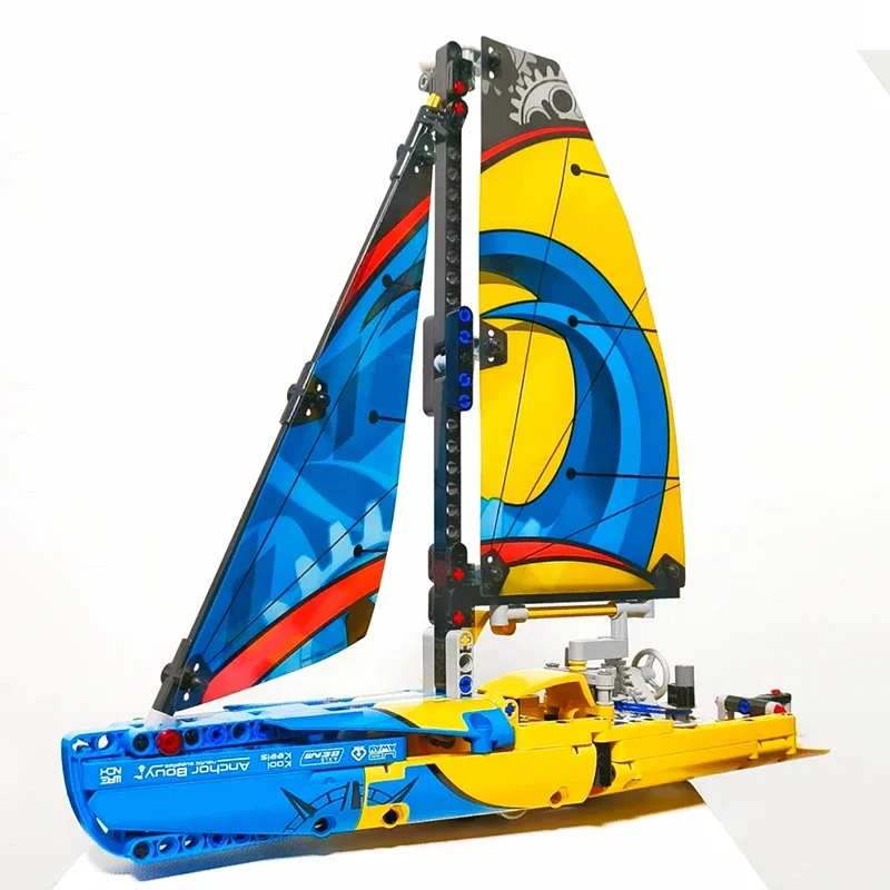 التقنية 370 قطعة سباق يخت اللبنات الإبحار يخت الرياضات المائية Catamaran تجميع الطوب اللعب هدايا للأطفال صبي الكبار #2