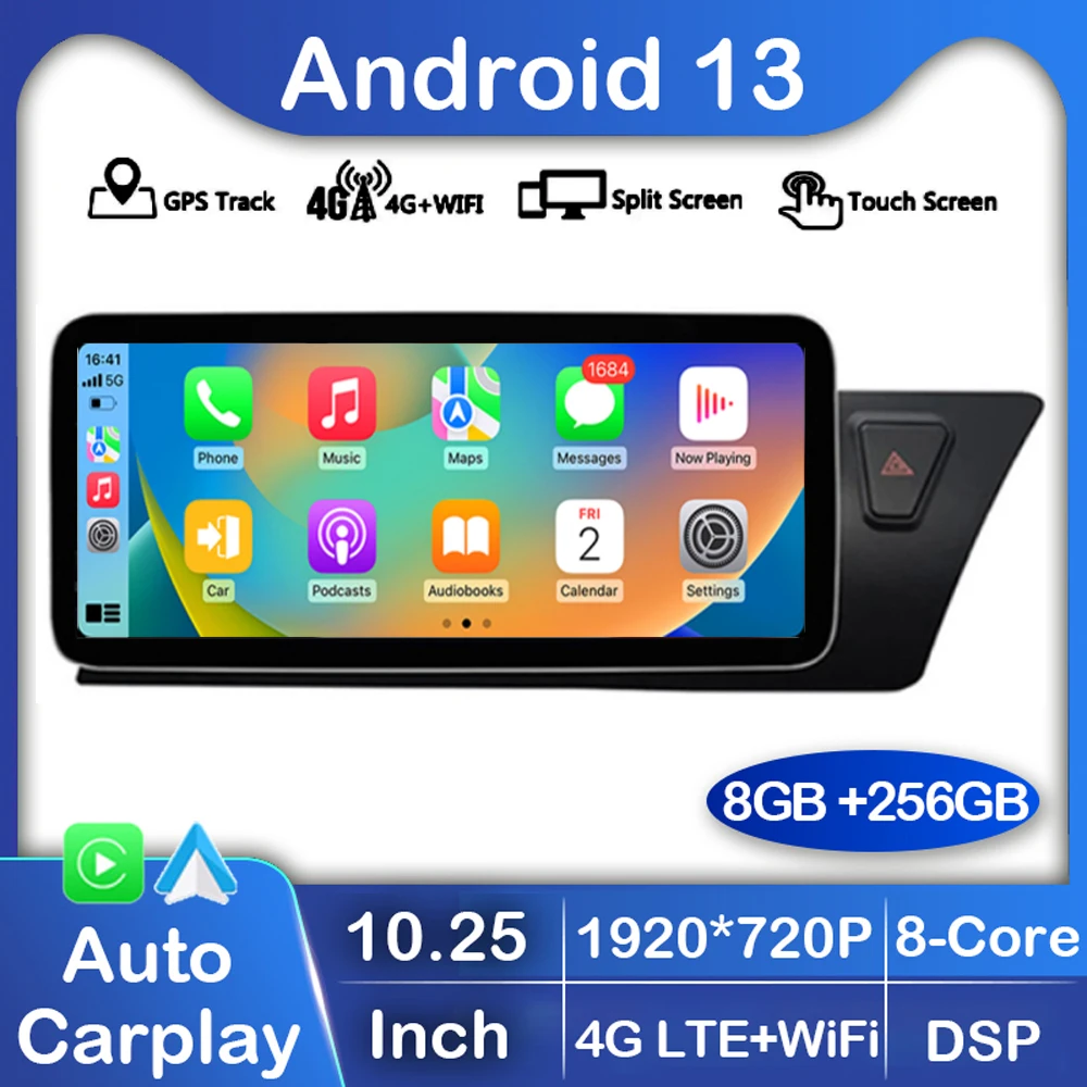 

10.25" Android 13 Carplay Auto 360 Camera For Audi A4 B8 A5 2009-2017 RHD Car Radio GPS Multimedia Screen Player Stereo WIFI+4G