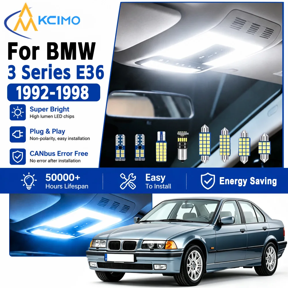 KCIMO 2 Colors LED Interior Light Kit For BMW 3 Series E36 1992-1998 Plug And Play Cabin Dome Door Map Lamp Auto Accessories