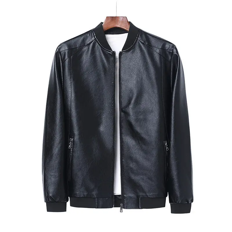 2023 Men Leather Jacket Bomber Motorcycle Jacket Men Black Biker PU Baseball Jacket Plus Size 7XL Fashion Causal Jaqueta Male