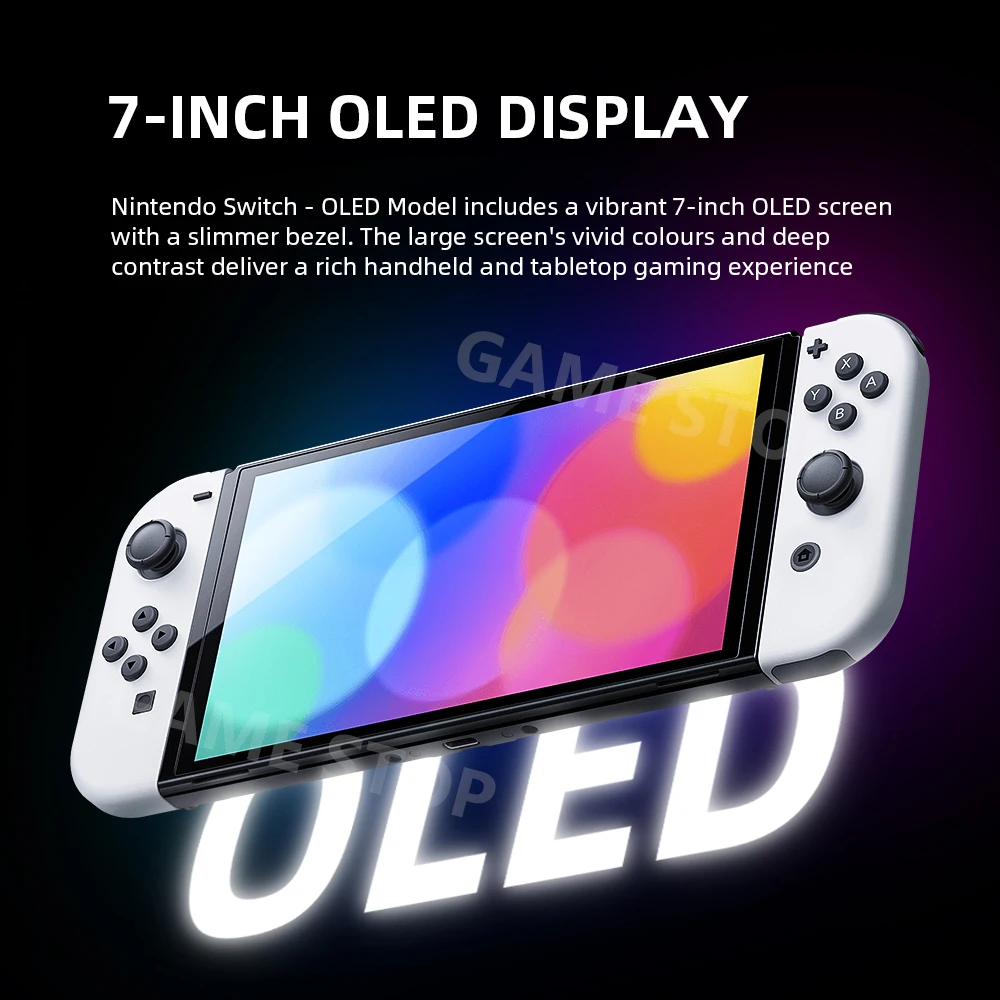 Nintendo Switch OLED Video game console with Joy Con 7 inch OLED screen TV Tabletop Handheld mode 64GB white and blue red set