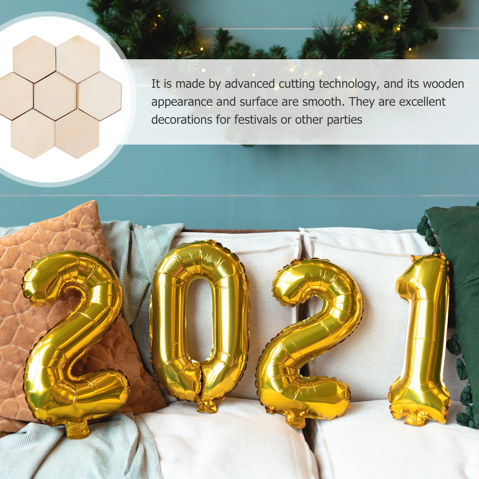 

100 Hexagonal Wood Chip Decorations Smooth Surface DIY Crafts Wooden Ornaments Blank Pieces Christmas Party Wedding