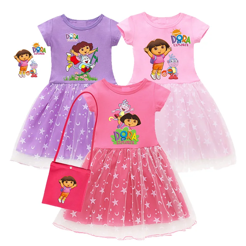 Robe d'été pour enfants, tenue de princesse Dora pour petites filles, vêtements de fête d'anniversaire et de mariage, Costume de noël et d'halloween