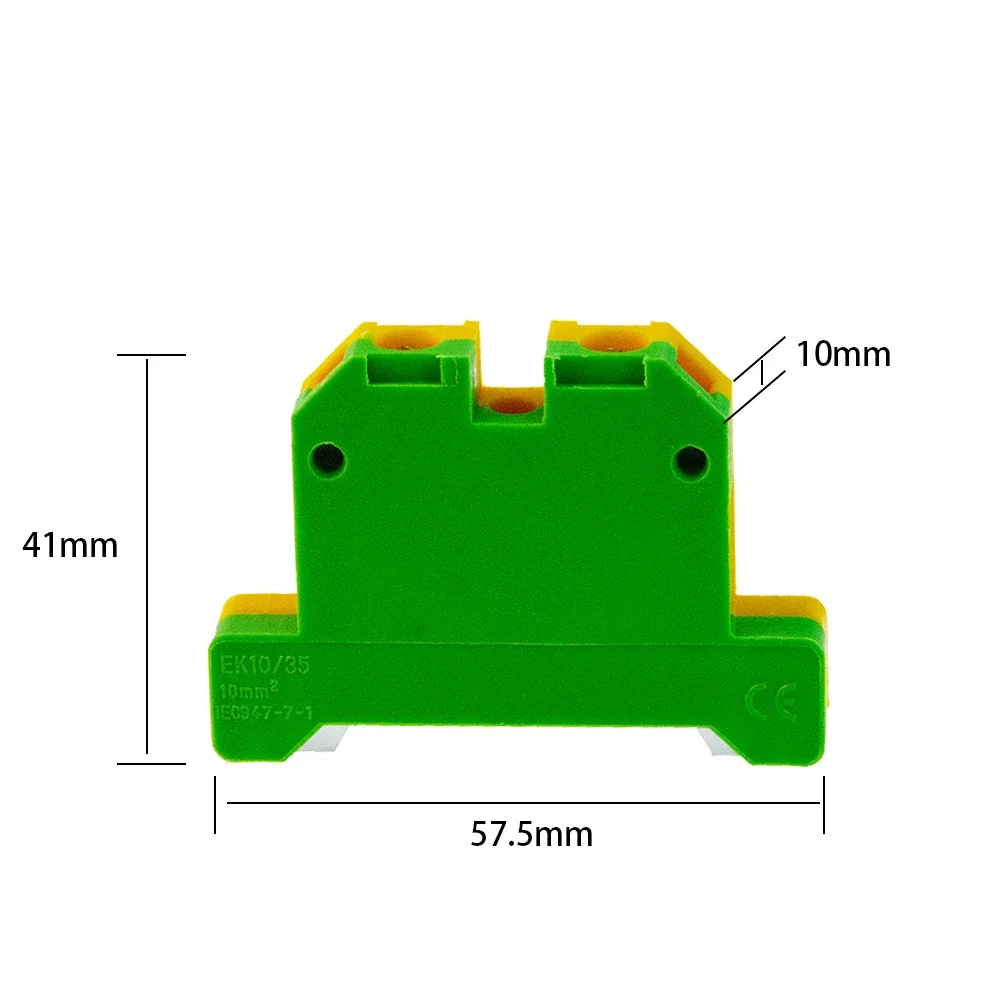 EK-10/35 10Pcs Wire Conductor Connector Ground Screw Connection Din Rail Terminal Blocks EK10/35