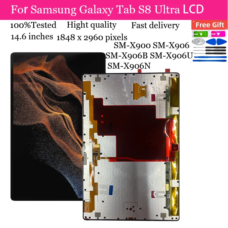 Tela sensível ao toque LCD para samsung galaxy tab s8 ultra x900 x906 x906u sm-x900 sm-x906 sm-x906b sm-x906u sm-x906n, novo