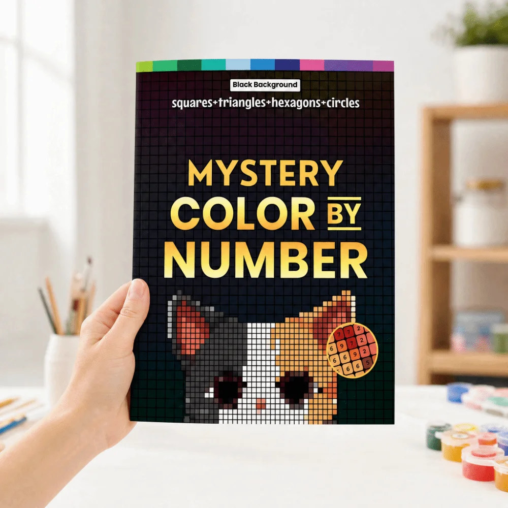 DIY Painting Mystery Mosaics Coloring Book Hand Drawn Relaxation Drawing Workbook Number Painting Artistic
