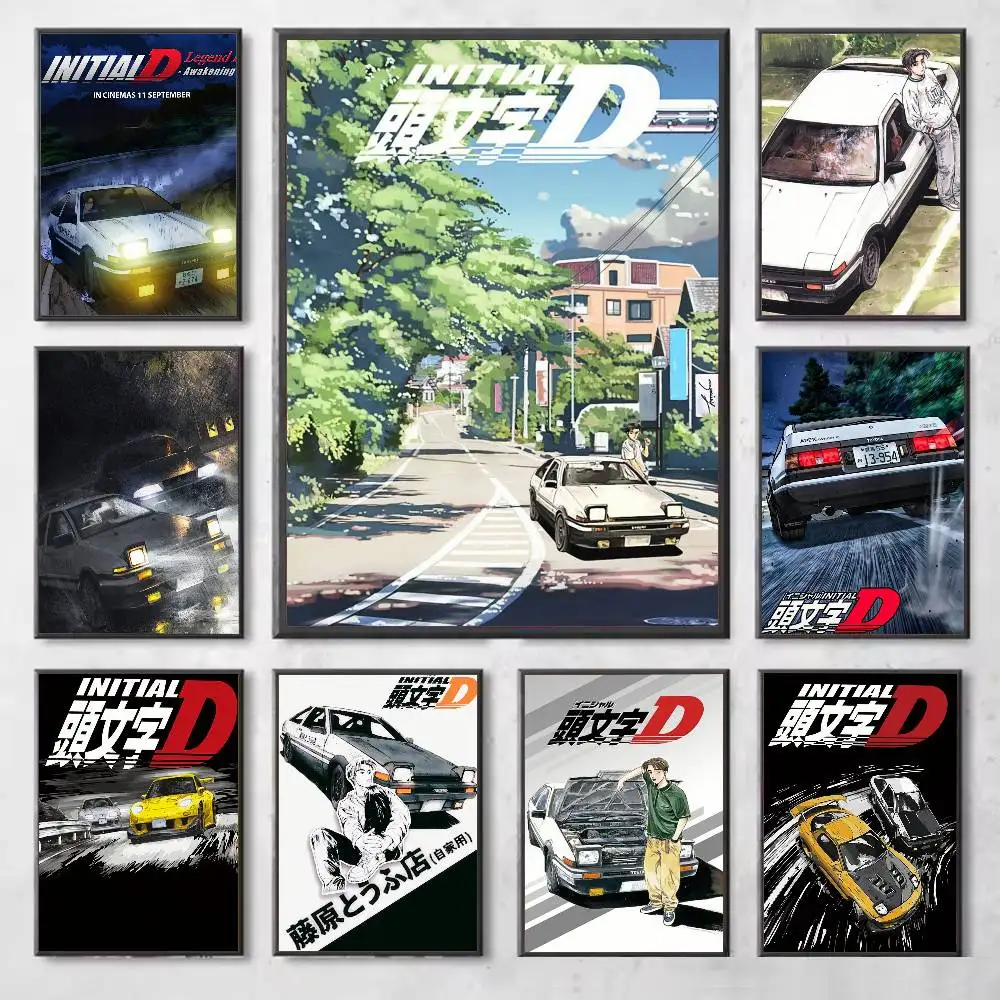 DI-Initial D أنيمي ملصق معرض يطبع ذاتية اللصق ديكور المنزل الديكور صور مطبوعة للحوائط غرفة المعيشة ملصق