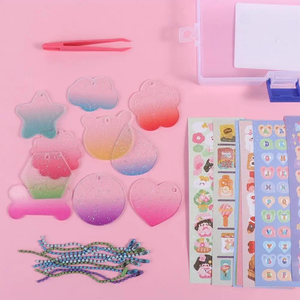 Full Set Goo Card Sticker Set Scrapbooking Guka Sticker Set DIY Handbook Material Sticker DIY Keyring DIY Keychain Making Kit