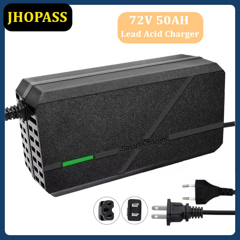 

72V 50AH светодиодное умное зарядное устройство для свинцово-кислотных аккумуляторов для мотоциклов, электронных велосипедов, скутеров, AC110V до 220V DC72V до 88V заряда, вилка европейского стандарта, США, Великобритании, Австралии