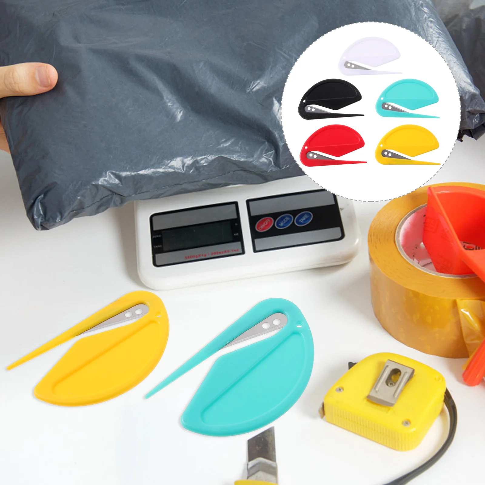 5 Pcs Portable Letter Opener Mini Unboxing Device Slitter Envelope Plastic Steel Cute Package Opening Tool