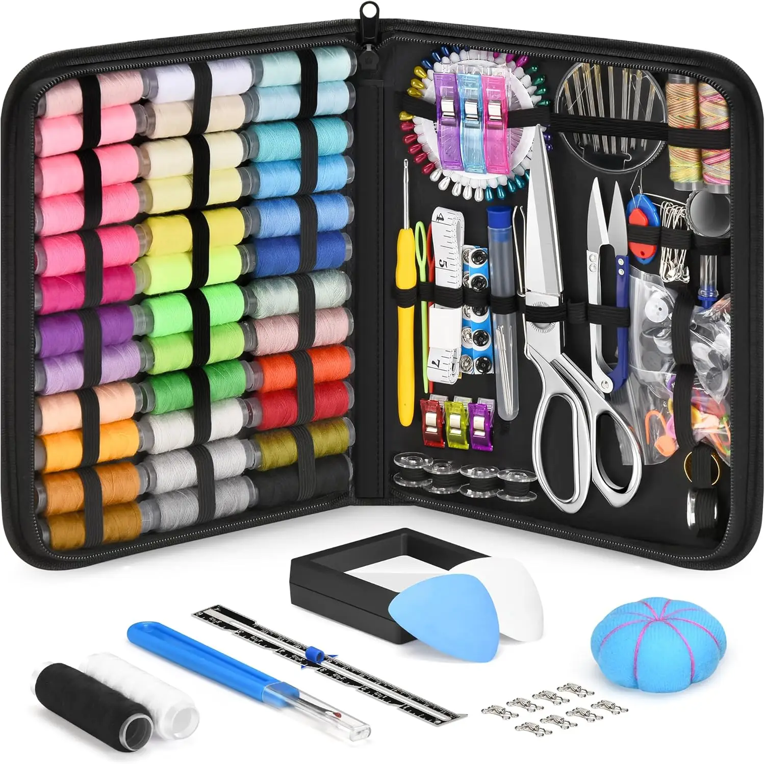 

242 Pcs Professional Sewing Kit with Ultra Sharp Scissors, Portable Travel Needle Thread Set for Beginners Home