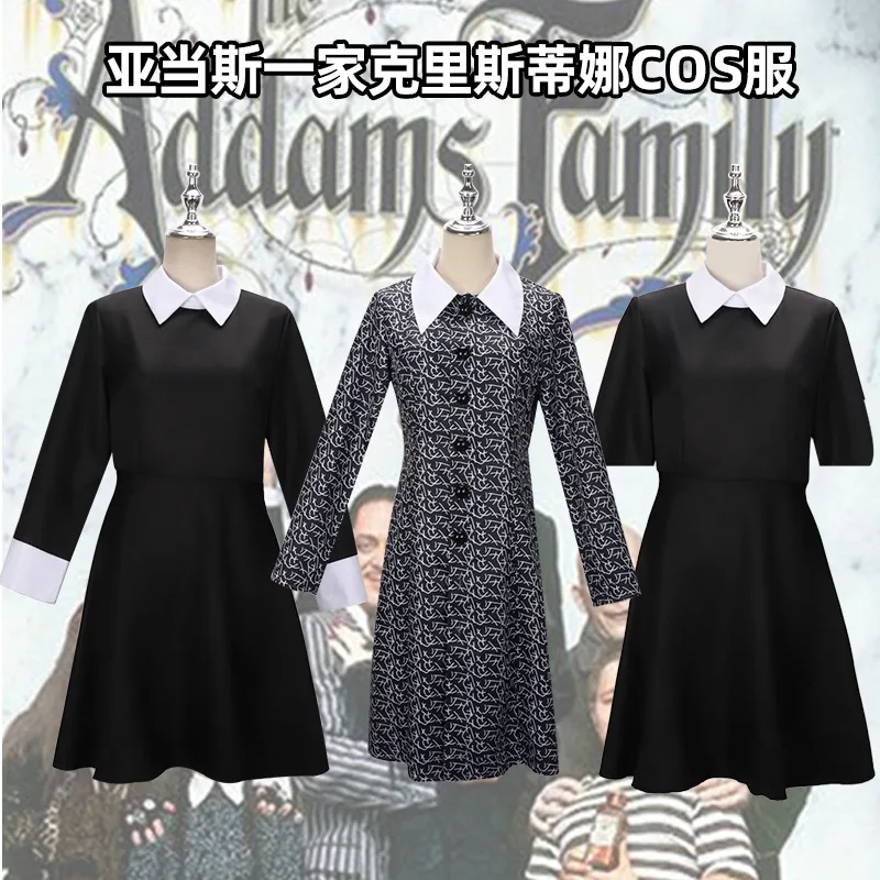 Wednesday Addams Family Christina Ricci Cosplay Costume Women Skirt Full Set Halloween Party Clothes